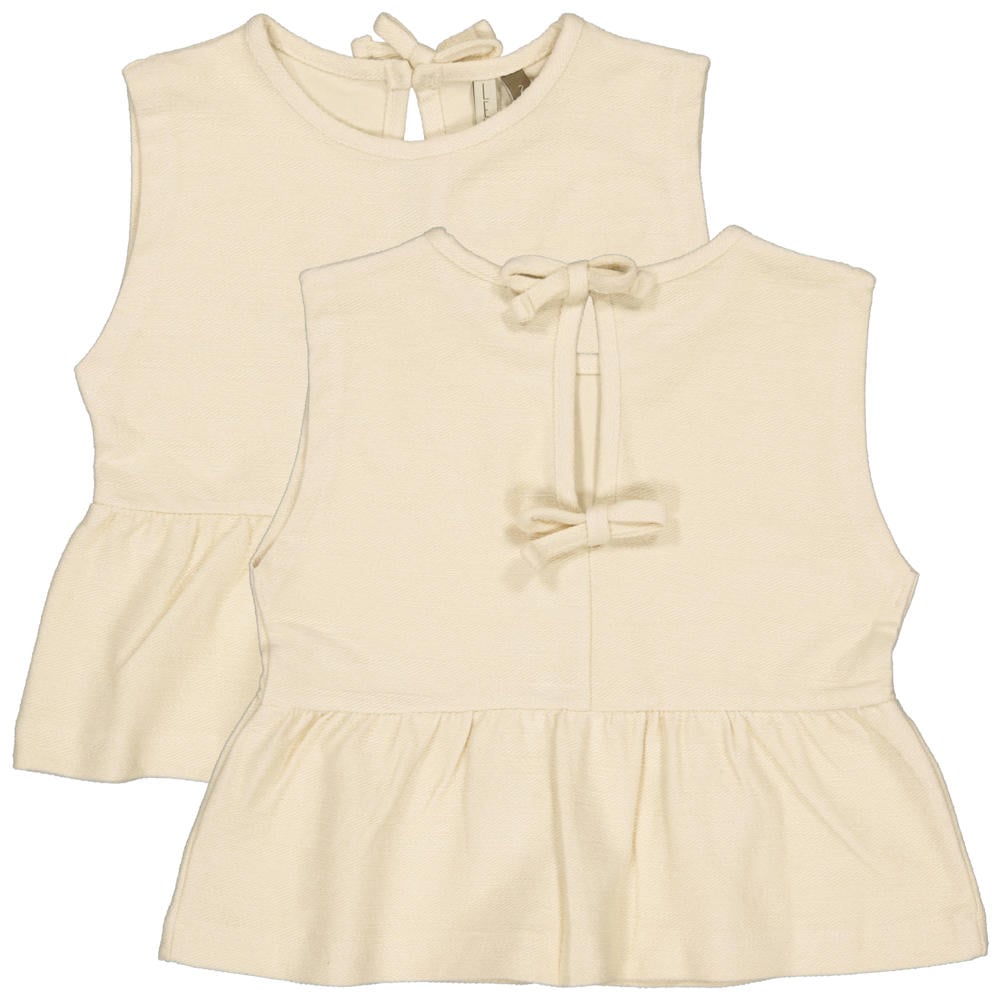 Beige meisjes LEVV Little mouwloze top met effen, ronde hals en striksluiting