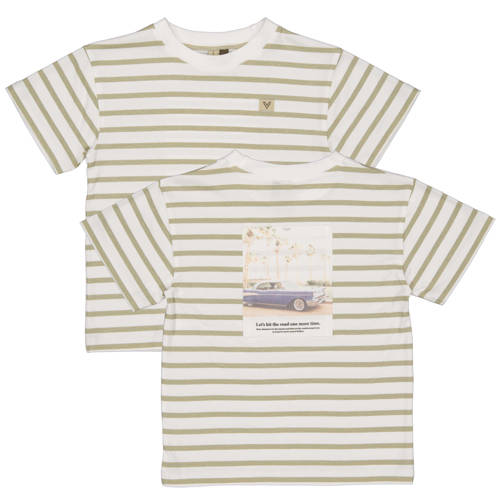 LEVV Little T-shirt met backprint groen Jongens Katoen Ronde hals Backprint - maat 80 afbeelding