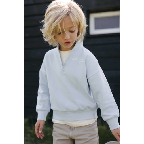 LEVV Little sweater lichtblauw Jongens Katoen Opstaande kraag Effen - maat 140 afbeelding