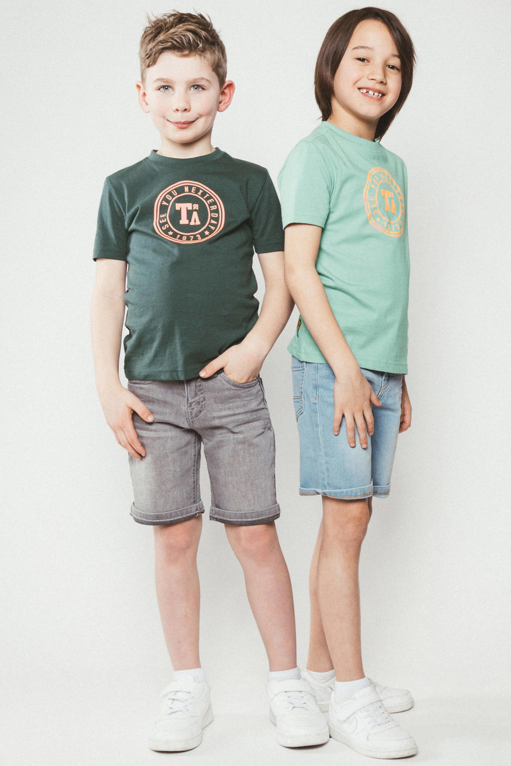 Donkergroene jongens TYGO & vito jersey T-shirt van katoen met korte mouwen en ronde hals