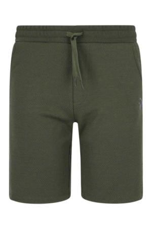 regular waist casual short donkergroen met textuur
