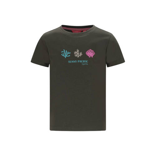 TYGO & vito jersey T-shirt donkergroen Meisjes Katoen Ronde hals Printopdruk - maat 146-152 afbeelding