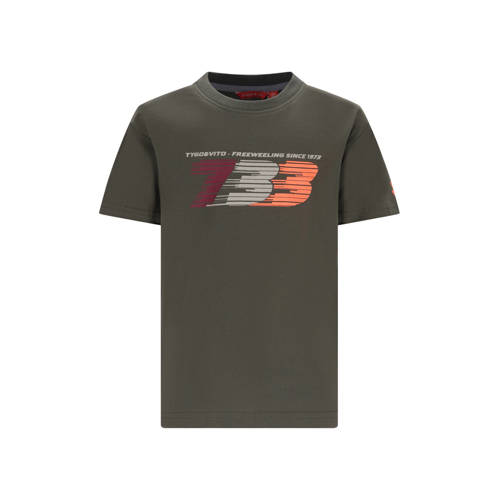 TYGO & vito jersey T-shirt olijfgroen Jongens Katoen Ronde hals Printopdruk - maat 134-140 afbeelding