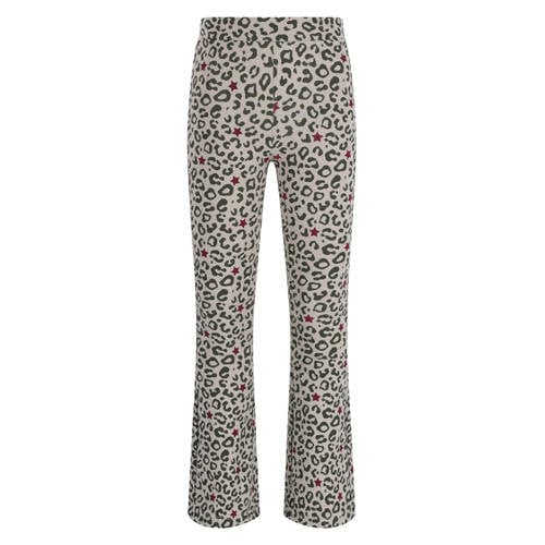 TYGO & vito jersey flared broek met panterprint zand Beige Meisjes Katoen - maat 92 afbeelding