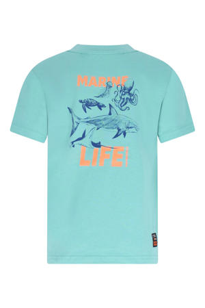 jersey T-shirt met backprint blauw
