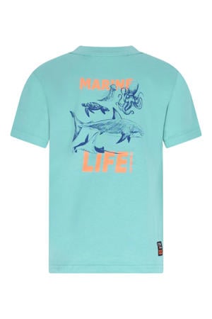 jersey T-shirt met backprint blauw