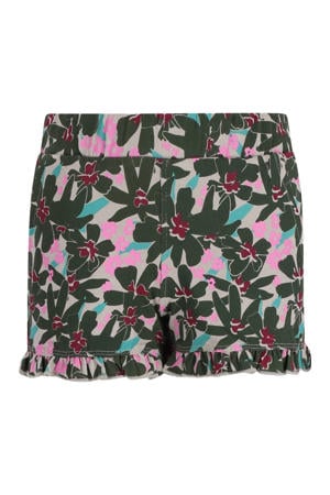 relaxed gebloemde casual short olijfgroen