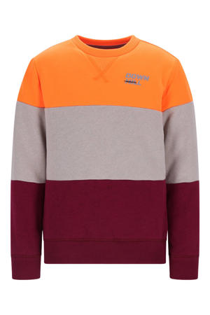sweater oranje/greige/donkerrood