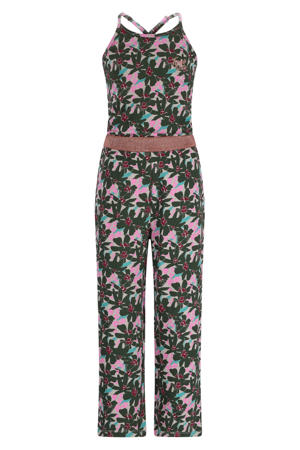 gebloemde jumpsuit jersey olijfgroen