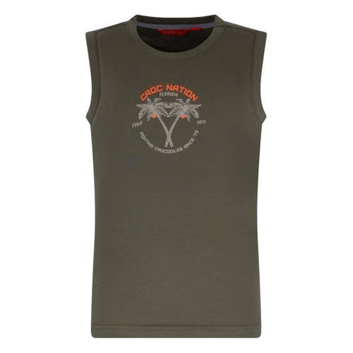 TYGO & vito jersey tanktop olijfgroen Jongens Katoen Ronde hals Printopdruk - maat 92 afbeelding