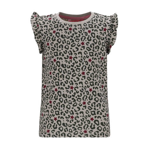TYGO & vito jersey T-shirt met panterprint zand Beige Meisjes Katoen Ronde hals - maat 146-152 afbeelding