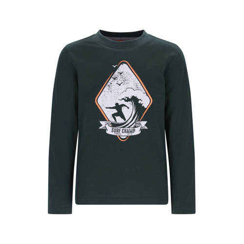 TYGO & vito jersey longsleeve donkergroen Jongens Katoen Ronde hals Printopdruk - maat 122-128 afbeelding