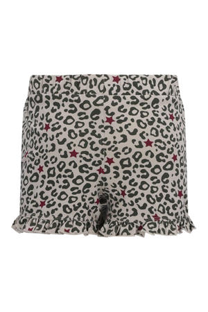 relaxed casual short met panterprint grijs