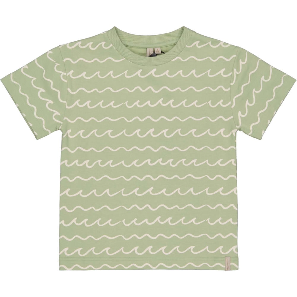 Groene jongens LEVV Little T-shirt van stretchkatoen met korte mouwen en ronde hals