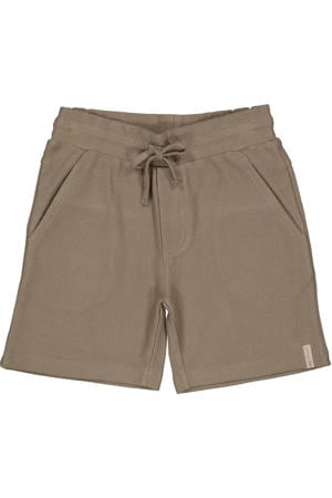 regular waist casual short bruin met textuur