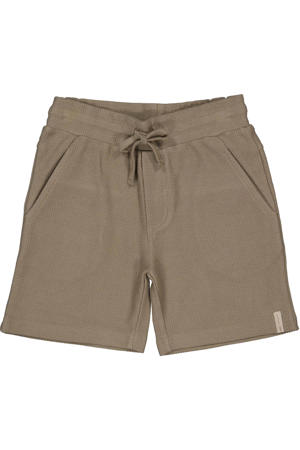 regular waist casual short bruin met textuur