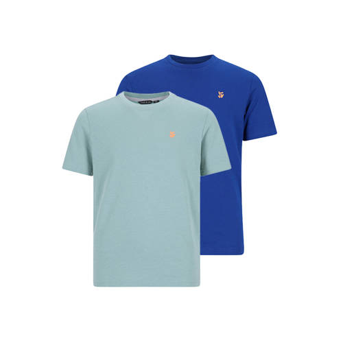 TYGO & vito T-shirt - set van 2 lichtblauw/hardblauw Jongens Jersey Ronde hals - maat 98-104 afbeelding
