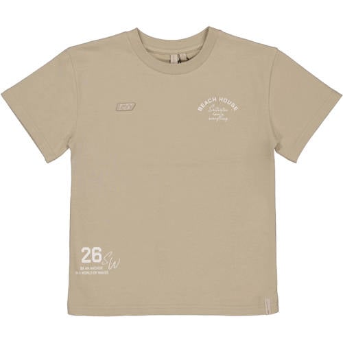 LEVV T-shirt zand Beige Jongens Katoen Ronde hals Tekst - maat 140 afbeelding