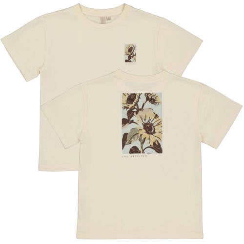 LEVV T-shirt met backprint beige Jongens Katoen Ronde hals Backprint - maat 176 afbeelding