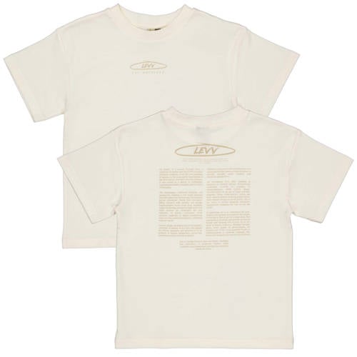 LEVV T-shirt met backprint ecru Jongens Katoen Ronde hals Backprint - maat 152 afbeelding