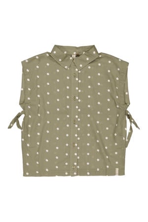 blousetop met stippen groen