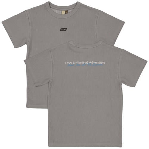 LEVV T-shirt met backprint grijs Jongens Katoen Ronde hals Backprint - maat 164 afbeelding