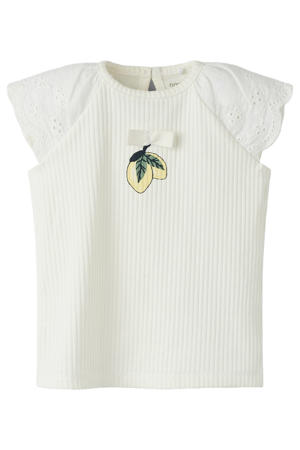 T-shirt ecru broderie