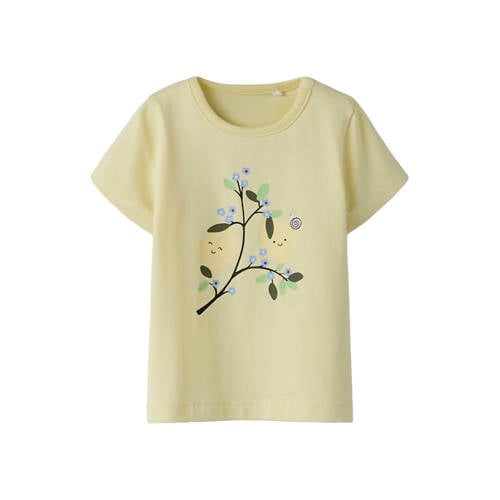NAME IT BABY T-shirt geel Meisjes Katoen Ronde hals Printopdruk - maat 74 afbeelding