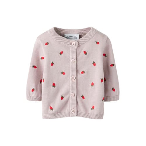 NAME IT BABY gebreid vest roze Meisjes Katoen Ronde hals All over print - maat 74 afbeelding