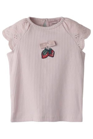 T-shirt roze broderie