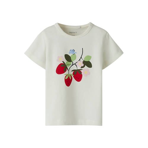NAME IT BABY T-shirt ecru Meisjes Katoen Ronde hals Printopdruk - maat 50 afbeelding