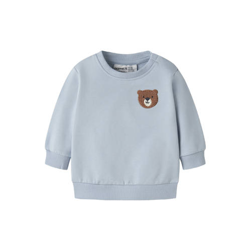 NAME IT BABY sweater lichtblauw Jongens Katoen Ronde hals Printopdruk - maat 80 afbeelding