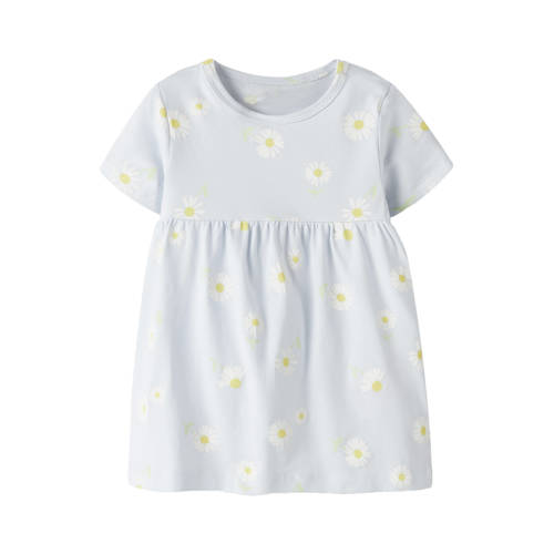 NAME IT BABY korte jurk lichtblauw Meisjes Katoen Ronde hals Bloemen - maat 56 afbeelding