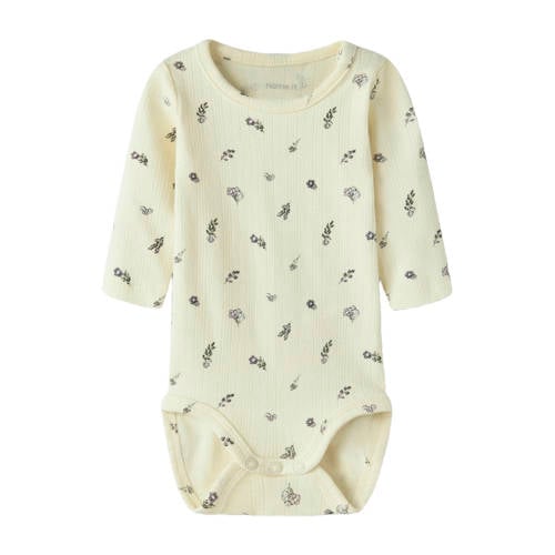 NAME IT BABY gebloemde romper ecru Meisjes Katoen Ronde hals Bloemen - maat 80 afbeelding