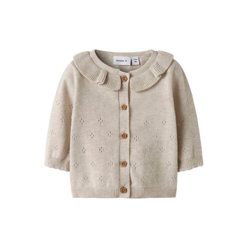 NAME IT BABY vest beige fijn gebreid Meisjes Katoen Ronde hals Effen
