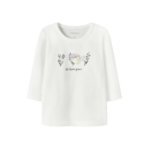 NAME IT BABY T-shirt wit Meisjes Katoen Ronde hals Printopdruk - maat 74 afbeelding