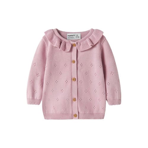 NAME IT BABY vest roze fijn gebreid Meisjes Katoen Ronde hals Effen - maat 62 afbeelding