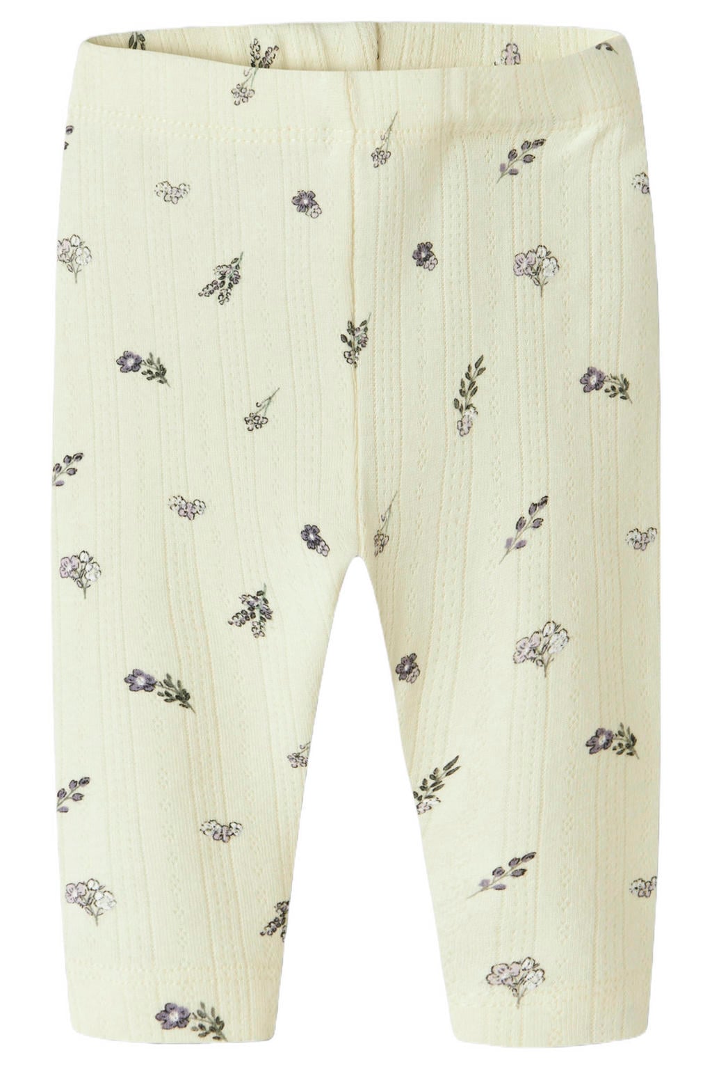 Ecru en roze meisjes NAME IT BABY regular gebloemde legging van katoen met elastische tailleband