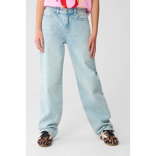 Shoeby high waist barrel jeans light blue denim Blauw Effen
