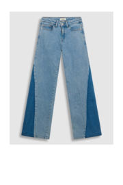 thumbnail: Light blue denim meisjes Shoeby high waist wide leg jeans wide leg jeans van denim met rits- en knoopsluiting