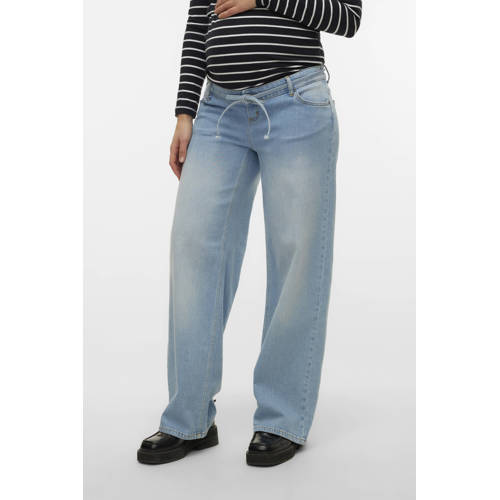 MAMALICIOUS Mlfula zwangerschapskleding wide leg jeans light blue denim Blauw - maat 28-34 afbeelding