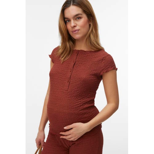 MAMALICIOUS zwangerschaps- en voedings T-shirt bruin Dames Polyester Ronde hals - maat M afbeelding