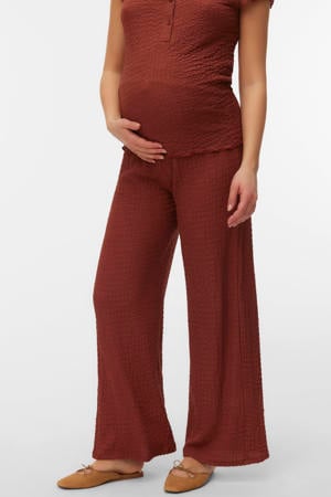 wide leg high waist zwangerschaps casual broek bruin
