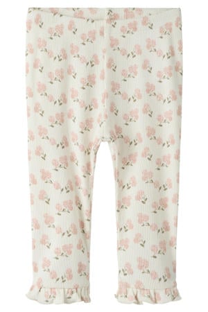 slim legging met bloemenprint offwhite/lichtroze