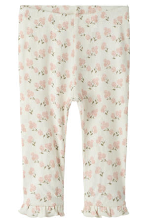 slim legging met bloemenprint offwhite/lichtroze