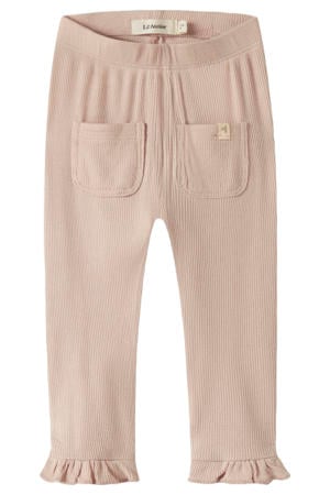 slim regular waist legging lichtroze met textuur
