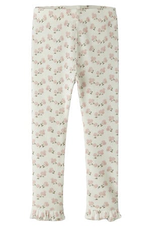 slim regular waist gebloemde legging ecru