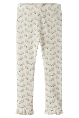 slim regular waist gebloemde legging ecru