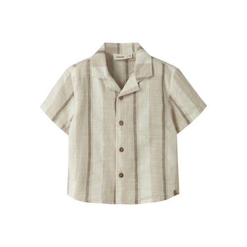 LIL' ATELIER MINI loose gestreept casual overhemd overhemd beige met textuur Jongens Katoen Button down - maat 104 afbeelding