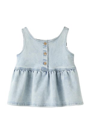 mouwloze top light blue denim